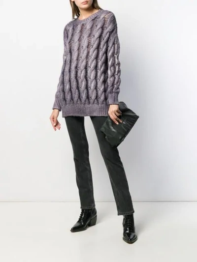 Shop Avant Toi Cashmere Cable Knit Sweater In Purple