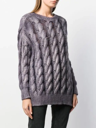 Shop Avant Toi Cashmere Cable Knit Sweater In Purple