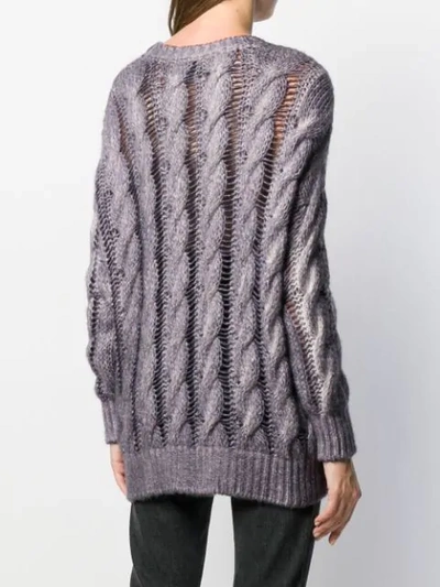 Shop Avant Toi Cashmere Cable Knit Sweater In Purple