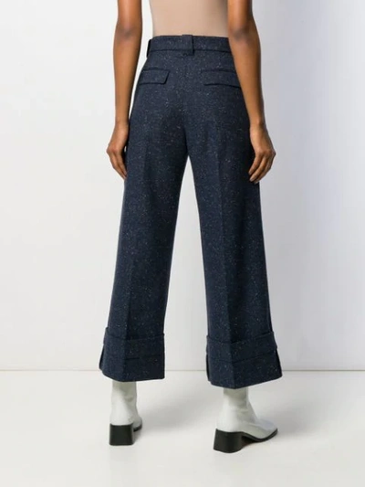 Shop Jw Anderson Speckled Wide Leg Trousers In Blue