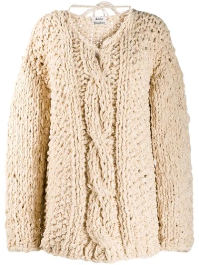 Shop Acne Studios Loose Weave Cable Knit Jumper In Neutrals