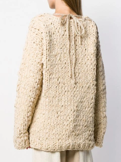 Shop Acne Studios Loose Weave Cable Knit Jumper In Neutrals