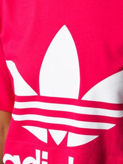 Shop Adidas Originals Logo Print Cropped T-shirt In Pink