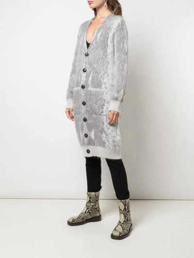 Shop Amiri Snake Oversized Cardigan In Grey