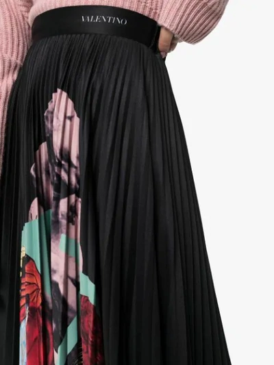 Shop Valentino X Undercover Vlogo Lovers Print Pleated Midi Skirt In Black