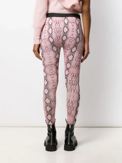Shop Laneus Snakeskin-print Leggings In Pink