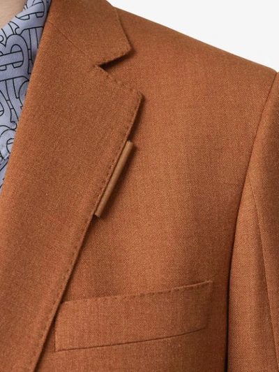 Shop Burberry Wool, Silk And Cotton Blazer In Brown