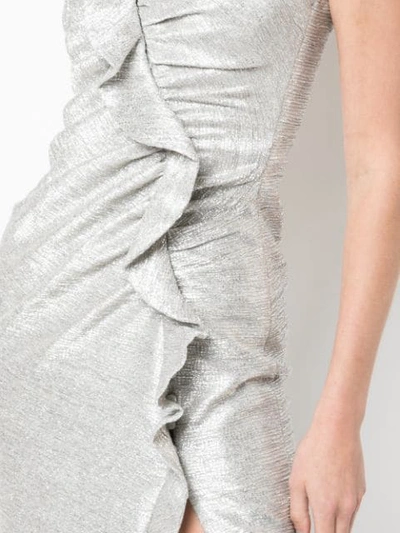 Shop Jonathan Simkhai Metallic Plisse Lame Ruffle Dress In Silver