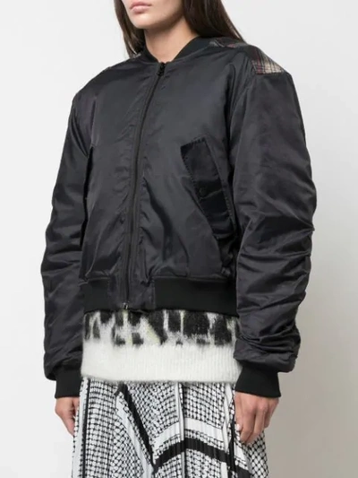 Shop Designers Remix Check Patch Bomber Jacket In Black