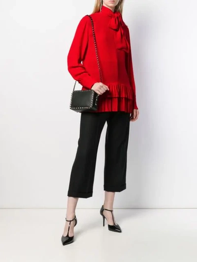 Shop Valentino Pussy Bow Ruffled Blouse In Red