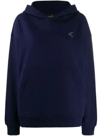 Shop Vivienne Westwood Anglomania Embroidered Logo Hoodie In Blue