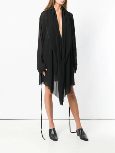 Shop Ann Demeulemeester Draped Asymmetric Dress In Black