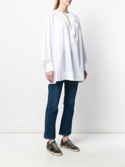 Shop Golden Goose Drawstring Neck Blouse In White