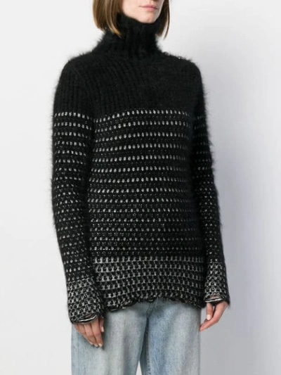 Shop Balmain Lurex Knit Jumper In Black