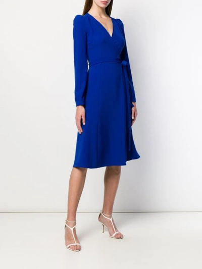 Shop P.a.r.o.s.h Fitted Wrap Dress In Blue