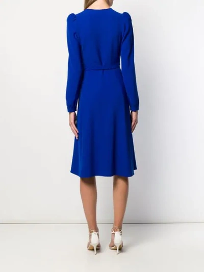 Shop P.a.r.o.s.h Fitted Wrap Dress In Blue