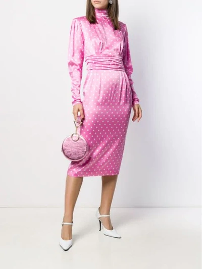 Shop Alessandra Rich Polka Dot Midi Dress In Pink