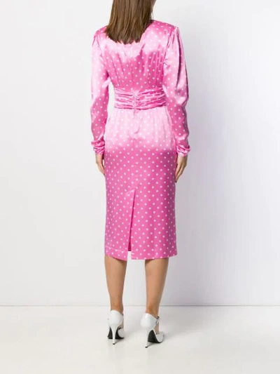 Shop Alessandra Rich Polka Dot Midi Dress In Pink