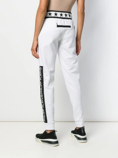 Shop Philipp Plein Logo Print Jogging Trousers In White