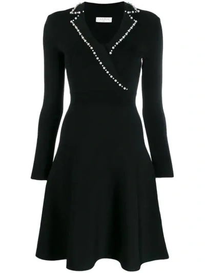 Shop Sandro Faux-pearl Trim Dress In Black