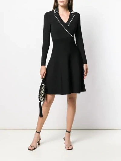 Shop Sandro Faux-pearl Trim Dress In Black