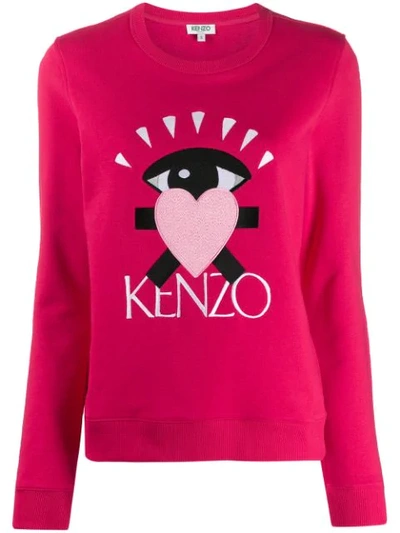 Shop Kenzo Cupid Embroidered Logo Sweater In Pink