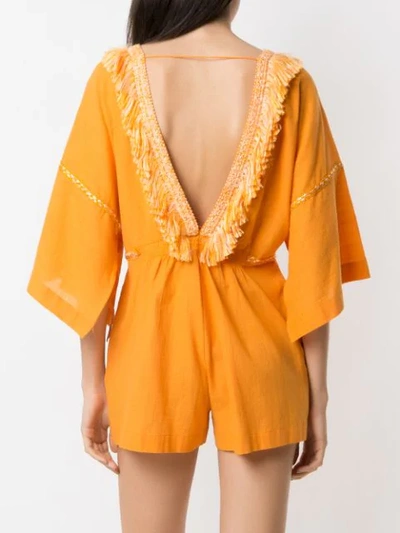 Shop Clube Bossa Kerr Fringed Playsuit In Orange