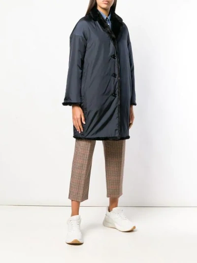 Shop Aspesi Buttoned Coat In Blue