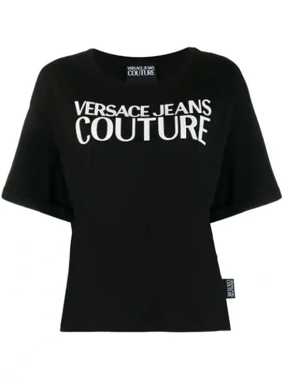Shop Versace Lettering Logo T-shirt In Black