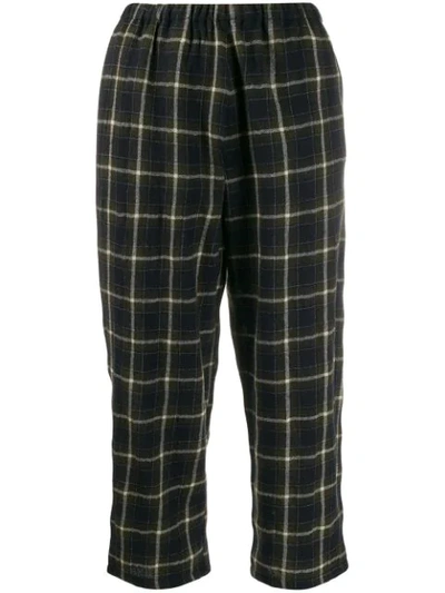 Shop Apuntob Checked Wool Trousers In Blu