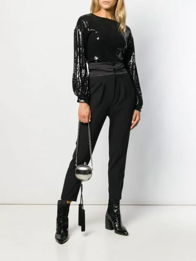 Shop Dondup Sequinned Puff-sleeve Blouse In 999 Nero