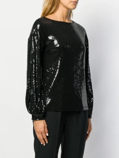 Shop Dondup Sequinned Puff-sleeve Blouse In 999 Nero