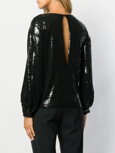 Shop Dondup Sequinned Puff-sleeve Blouse In 999 Nero