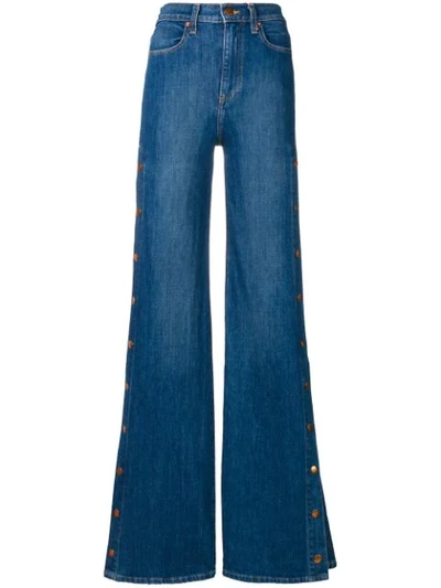 Shop Alice And Olivia Alice+olivia Buttoned Side Flared Jeans - Blue