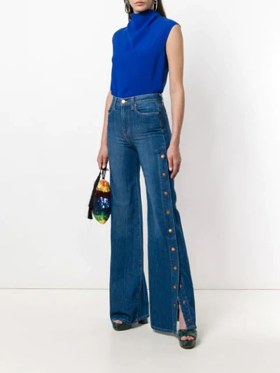 Shop Alice And Olivia Alice+olivia Buttoned Side Flared Jeans - Blue