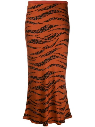 Shop Anine Bing Bar Zebra Skirt In Orange