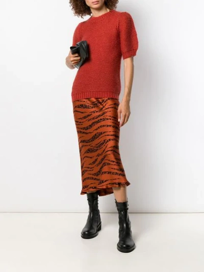 Shop Anine Bing Bar Zebra Skirt In Orange
