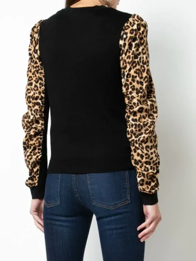 Shop Veronica Beard Leopard Print Knitted Jumper In Black