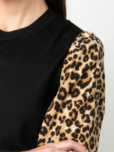 Shop Veronica Beard Leopard Print Knitted Jumper In Black
