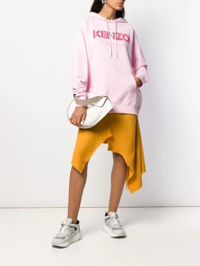 Shop Kenzo Embroidered Logo Hoodie In Pink