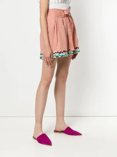 Shop All Things Mochi Embroidered Hem Shorts In Pink