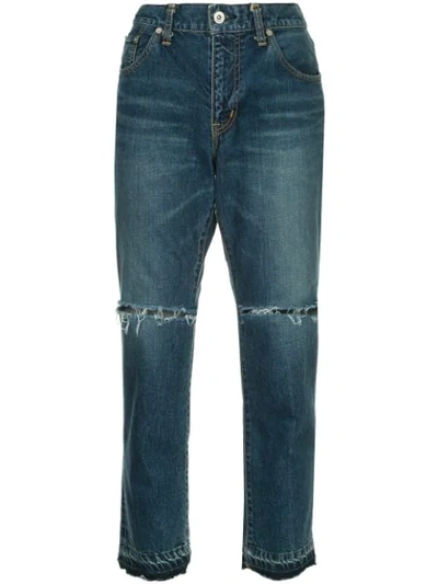 SACAI SLIM CROPPED JEANS - 蓝色