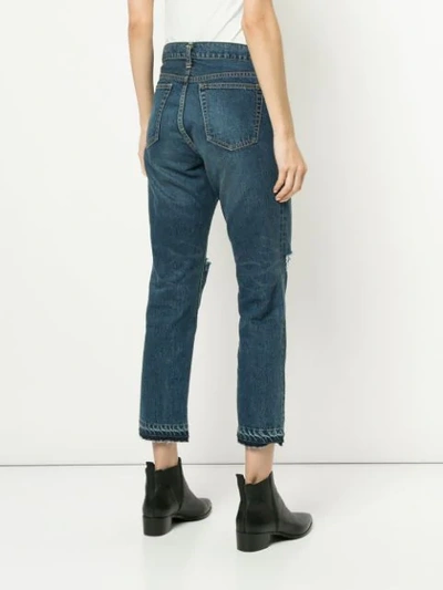 Shop Sacai Slim Cropped Jeans - Blue