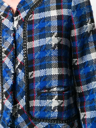 Shop Pinko Cropped Tweed Jacket In Blue