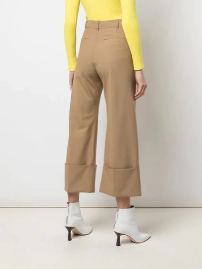 Shop Sea Flared Crop Trousers In Brown