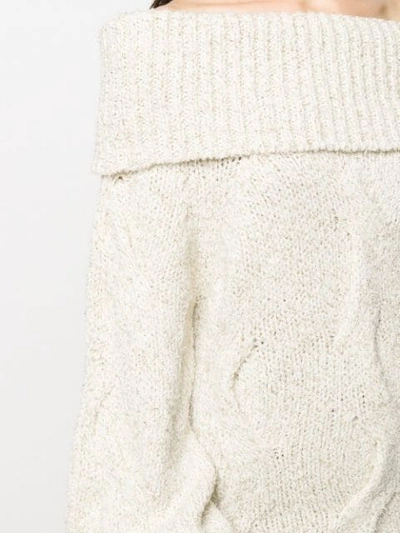 Shop Snobby Sheep Loose-fit Off-the-shoulder Jumper In Neutrals