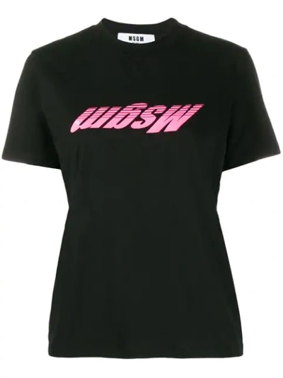 Shop Msgm Logo Printed T-shirt In Black