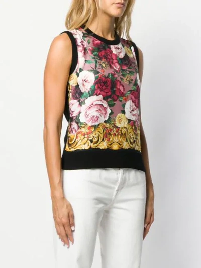 Shop Dolce & Gabbana Knitted Cashmere Floral Vest In Black