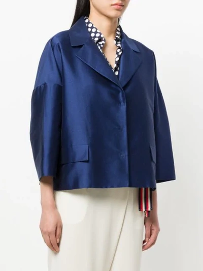 Shop Alberto Biani Oversized Cropped Jacket In Blue