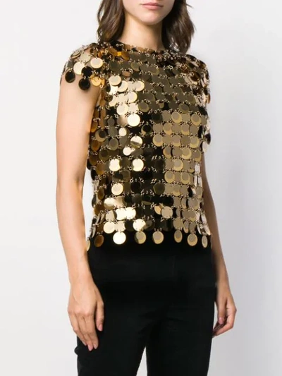 Shop Rabanne Maxi Sequins Top In Gold